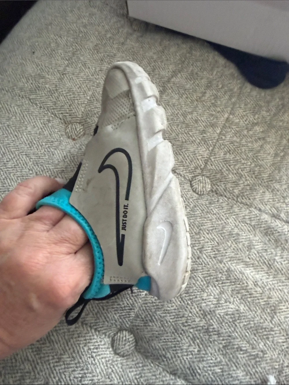 Nike Kids Slip-On Sneakers in Teal and Light Gray